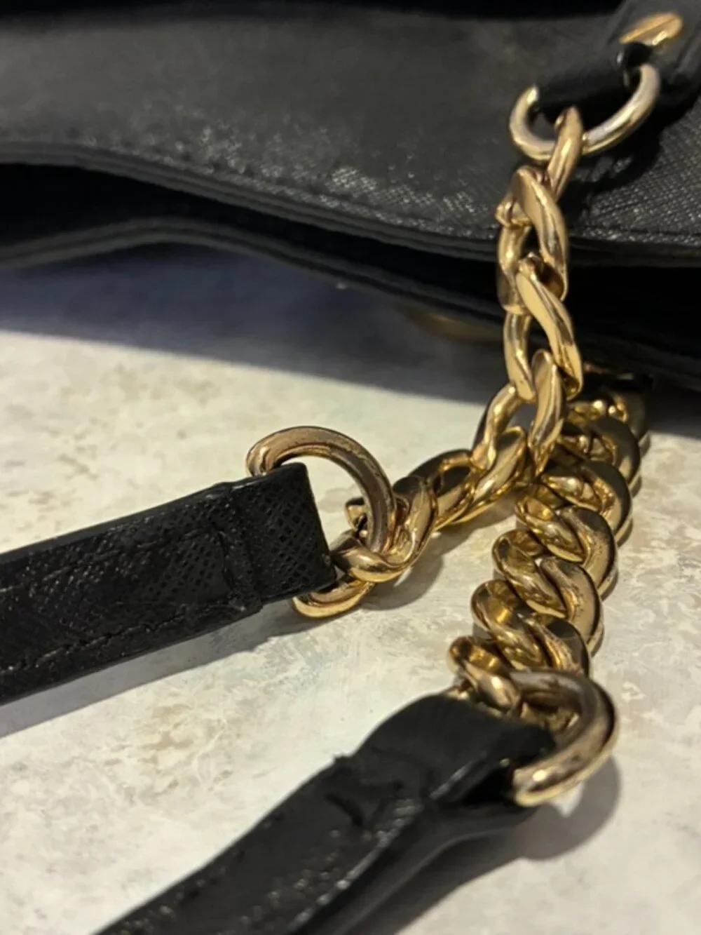 MICHAEL Michael Kors Jet Set Medium Chain Tote Bag – Black Saffiano Leather